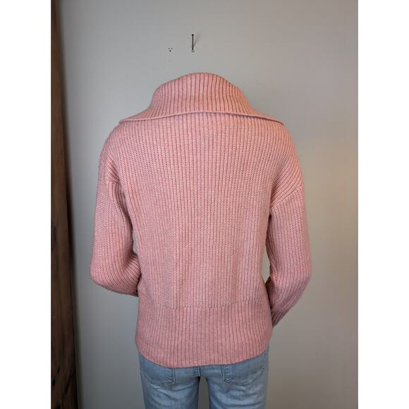 NEW Cupcakes And Cashmere Sweater Medium Pink Half Zip Ribbed Knit Collared - Picture 8 of 10